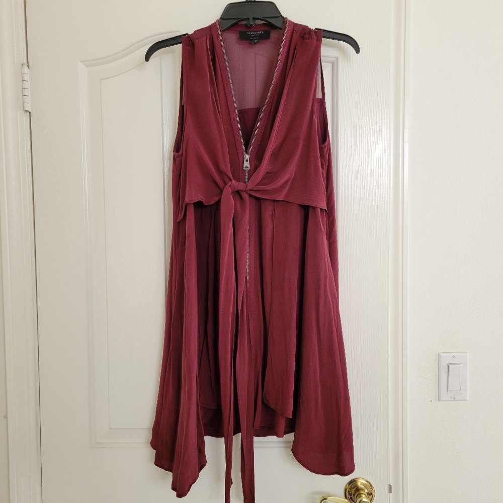 All Saints Jayda 100% Silk Dress Brand New